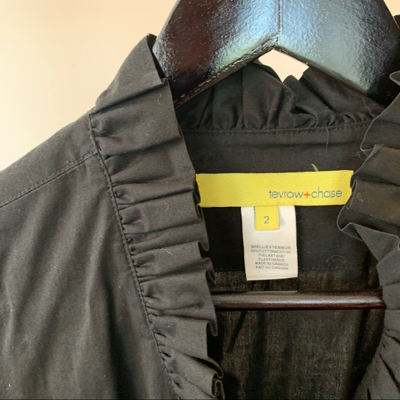 Tevrow & Chase black ruffle wrap dress size 2 - Picture 5 of 5